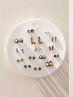 NWT Free People Monogram Stud Earring Set - Mixed Tones